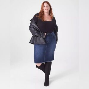 Lane Bryant Denim Fray Raw Hem Pencil Skirt Plus Size 26 New with Tags